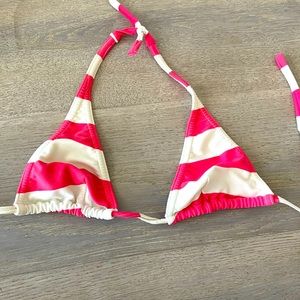 Pink & White Triangle Bikini Top - Size M